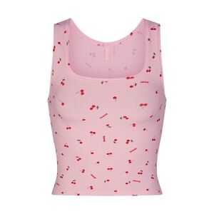 SKIMS Pink Cherry Print Soft Lounge Ribbed Tank